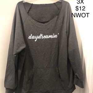 Super cute off the shoulder sweatshirt